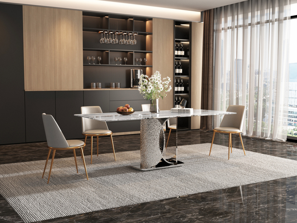 Livin Hill Esstisch 180cm Modig Silberne Beine, weiße Tischplatte M90
