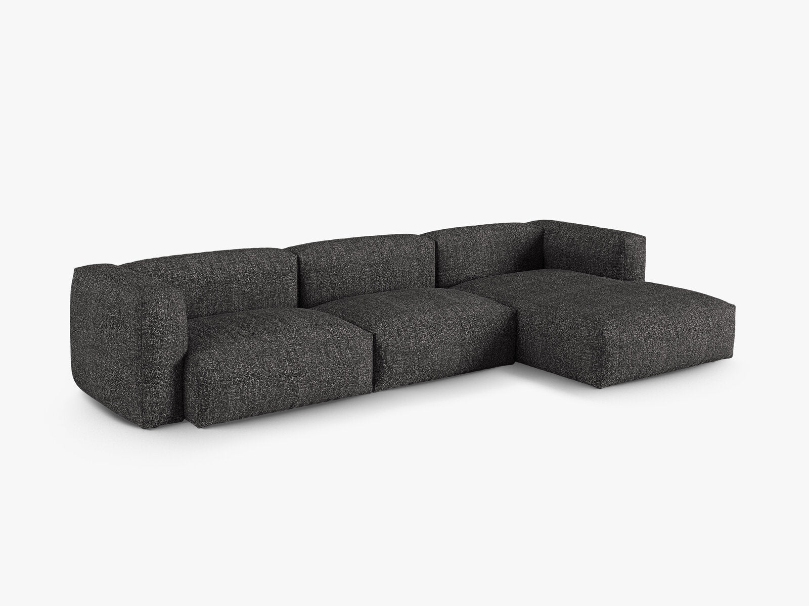 Micadoni Ecksofa Martina 3-Sitzer 90cm Sitztiefe Rechts Boucle Monet Anthrazit