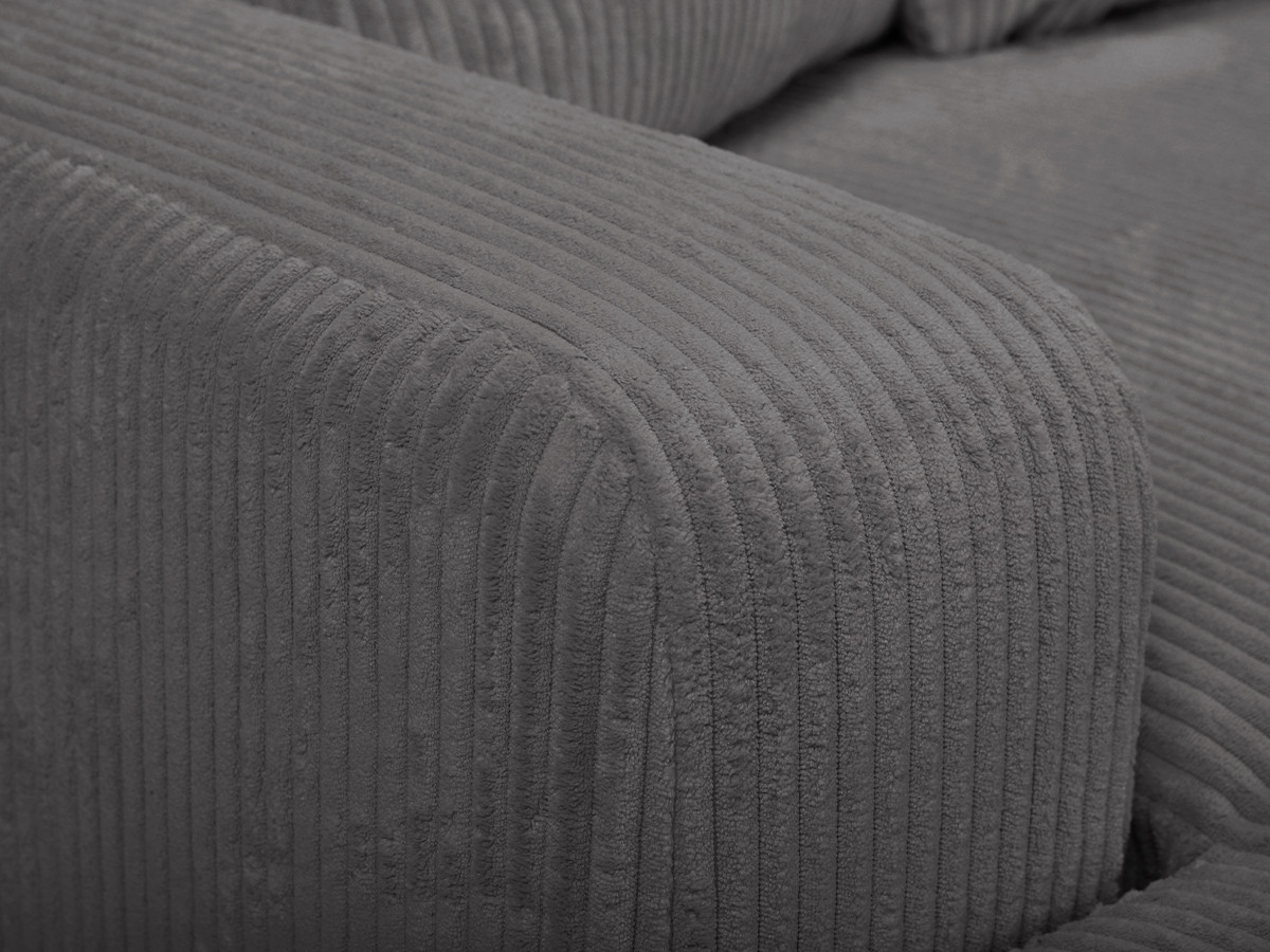 Bobochic Campi Ecksofa mit Schlaffunktion und Bettkasten Cordsamt Dunkelgrau Ecke rechts