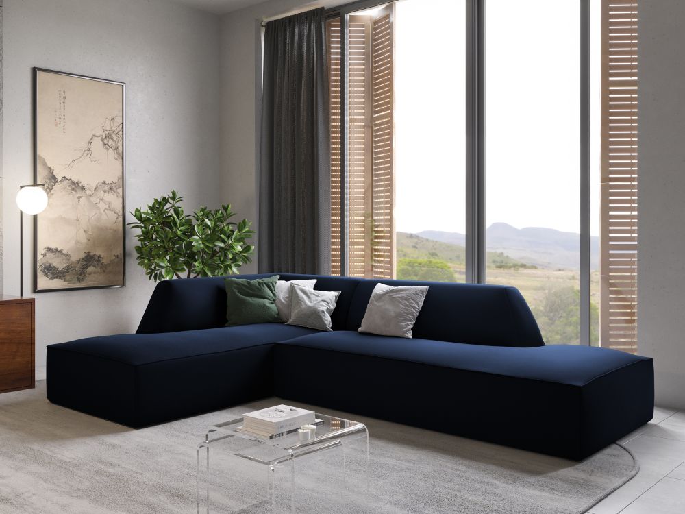 Cosmopolitan Design Ecksofa Siena 4-Sitzer offen Samt Salvador Königsblau Links