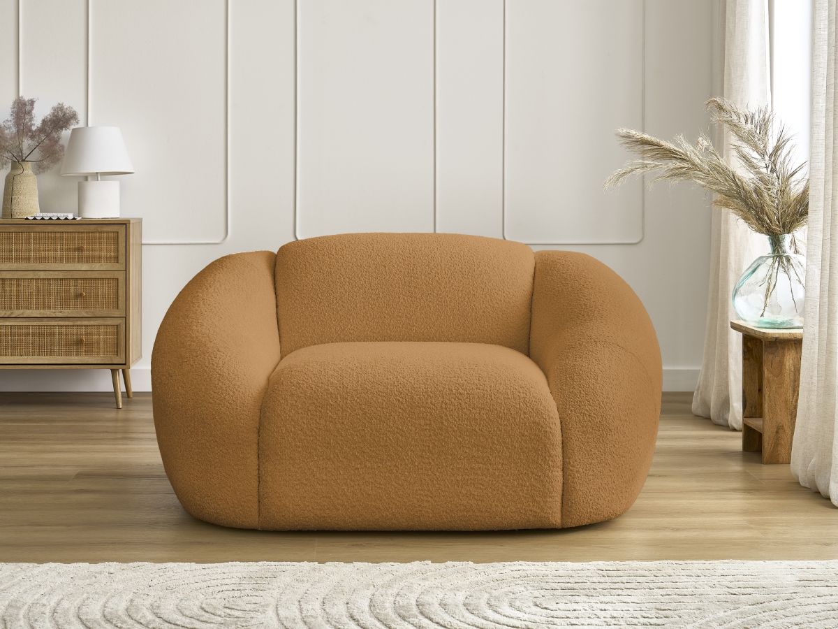 Bobochic Tina Sessel Bouclé-Stoff Gelb