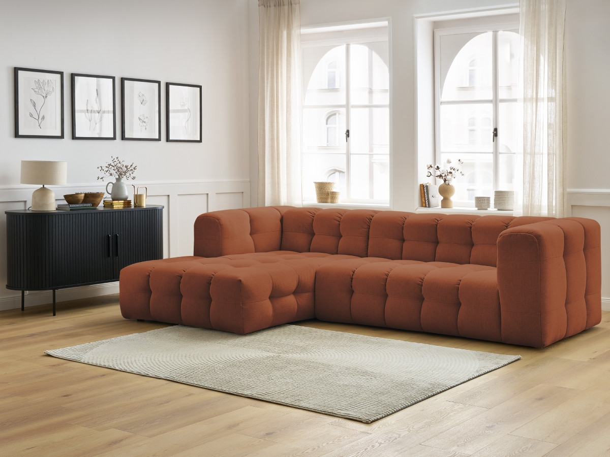 Bobochic Cloud Ecksofa 288 × 184 cm Stoff Orange Ecke links
