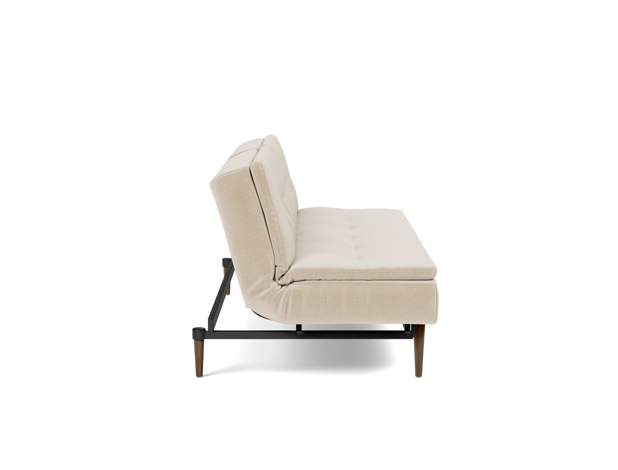 Schlafsofa Dublexo Chenille Esina 410-Almond-Beige Beine Styletto Eiche dunkel