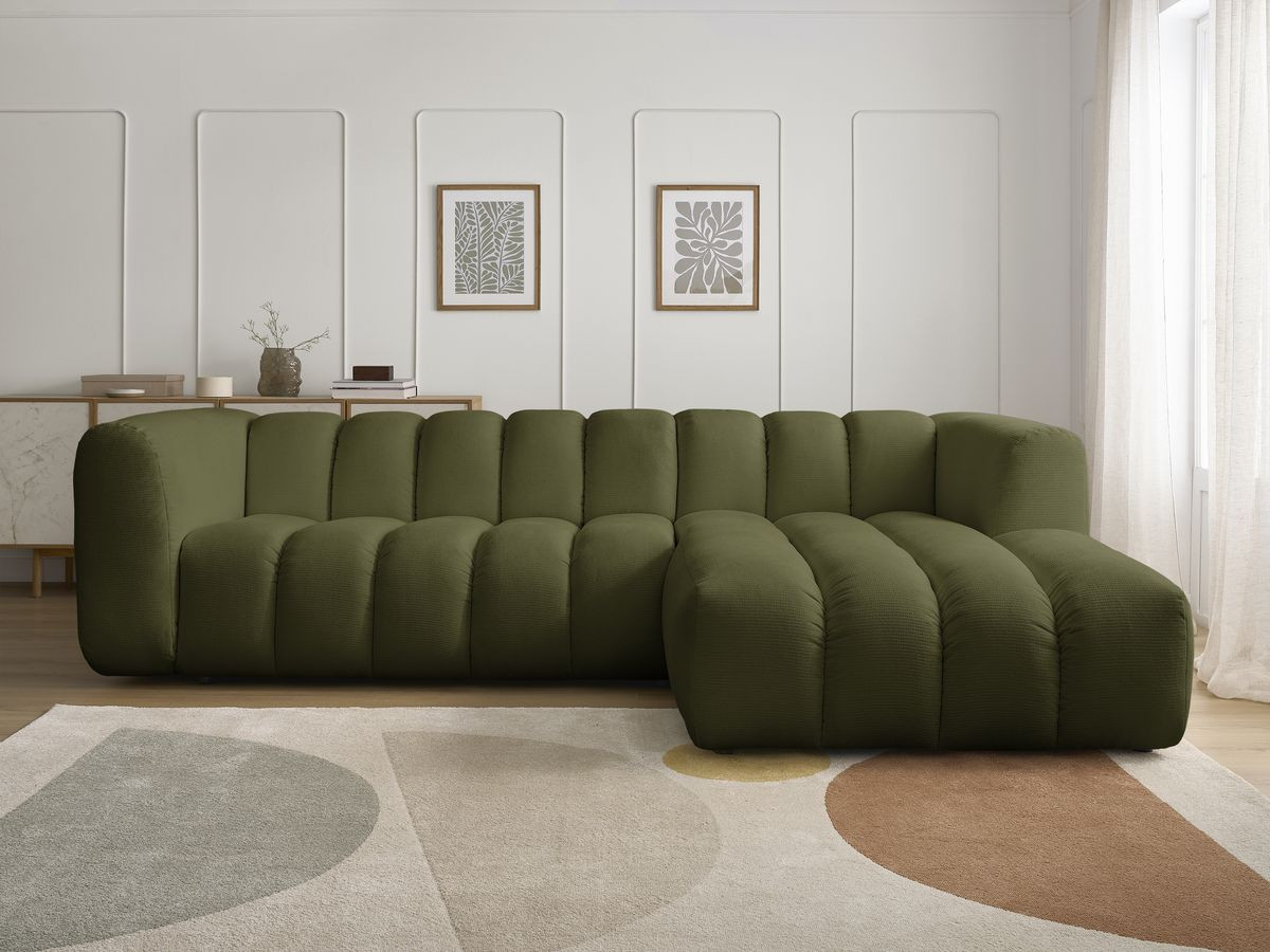 Bobochic Talia Ecksofa Melange-Stoff Grün Ecke rechts