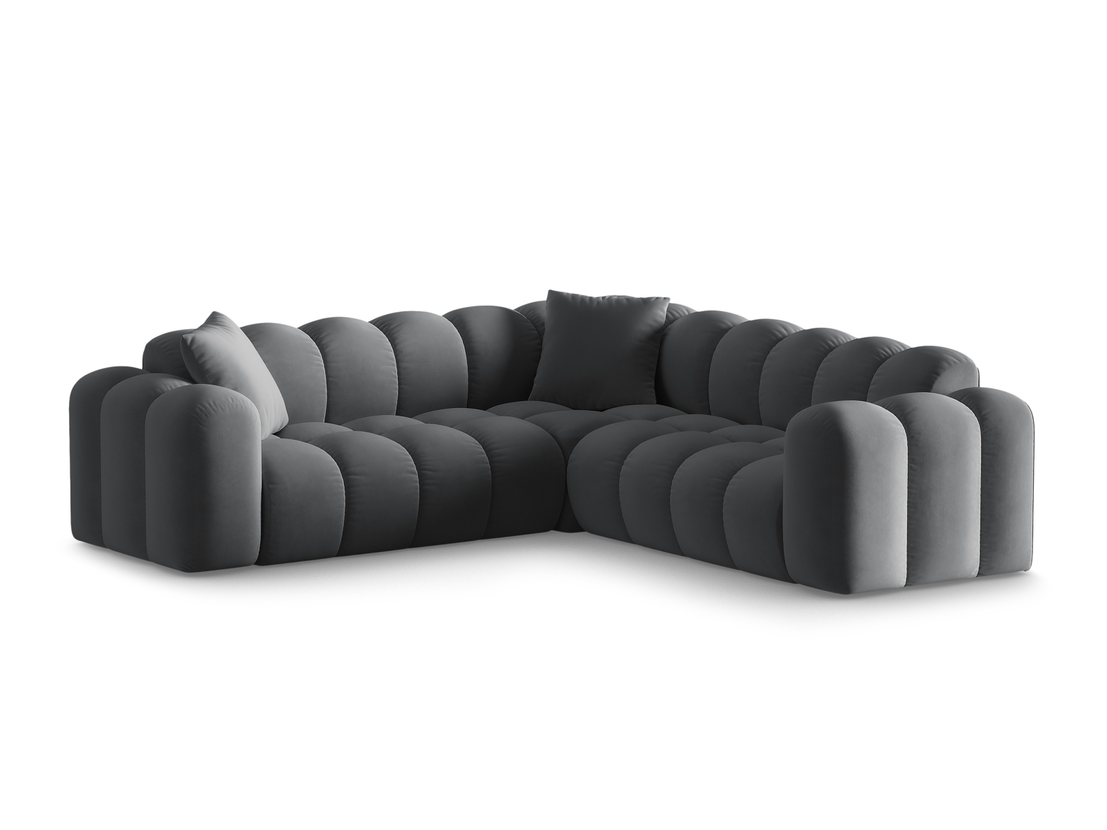 Cosmopolitan Design Symmetrisches Ecksofa Treno 3-Sitzer Samt Bluvel Grau