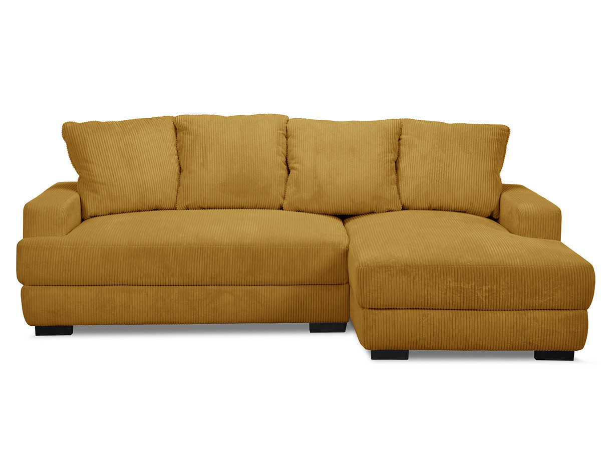 Bobochic Campi Ecksofa mit Schlaffunktion und Bettkasten Cordsamt Gelb Ecke rechts
