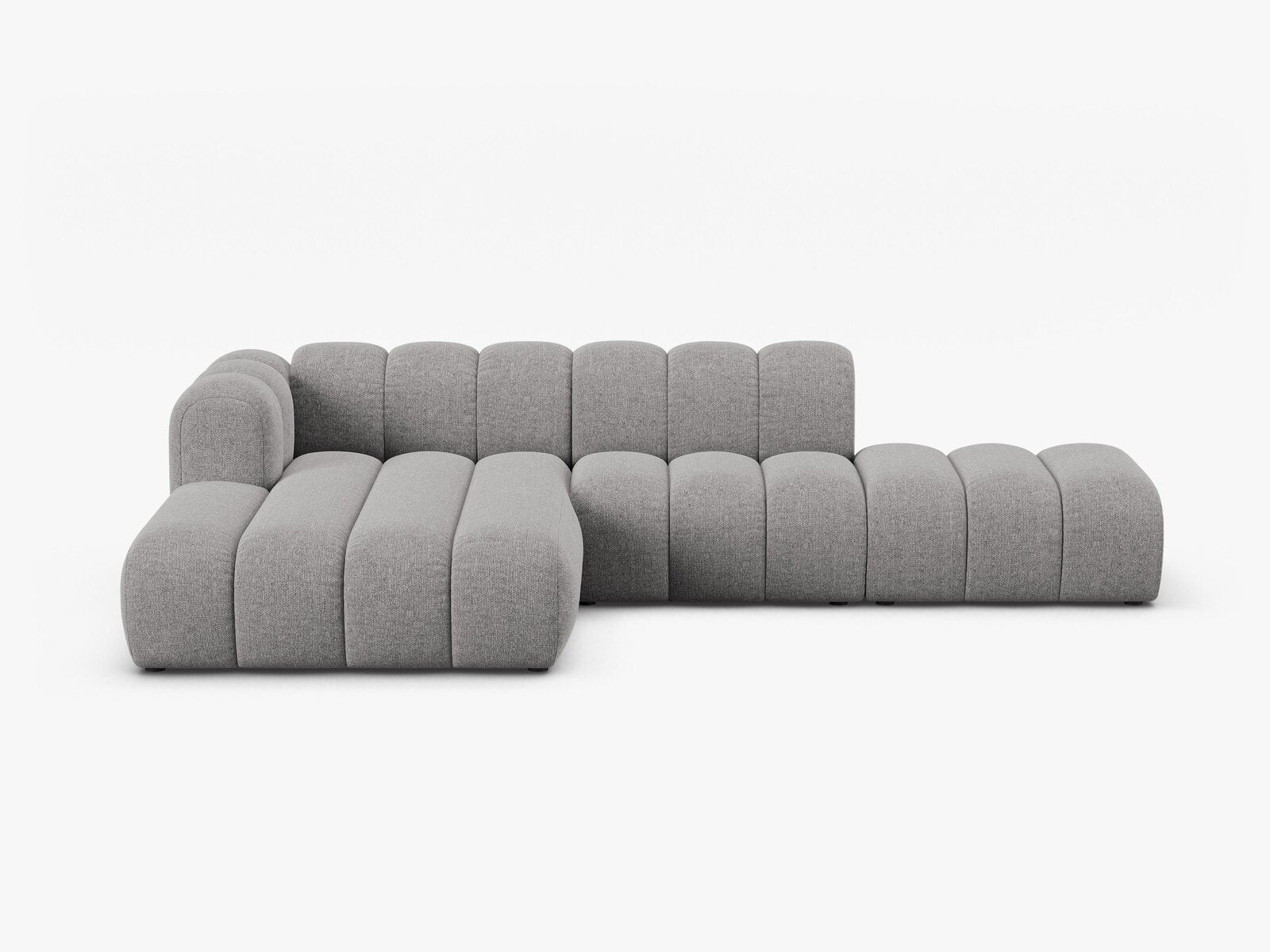 Micadoni Modulares Ecksofa offen Lupine 5-Sitzer Links Chenille Eden Hellgrau