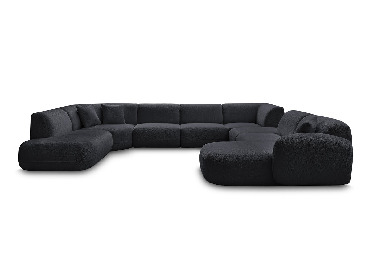 Bobochic Anda Wohnlandschaft mit Pouf 396 × 357 cm Chenille Schwarz Ecke rechts