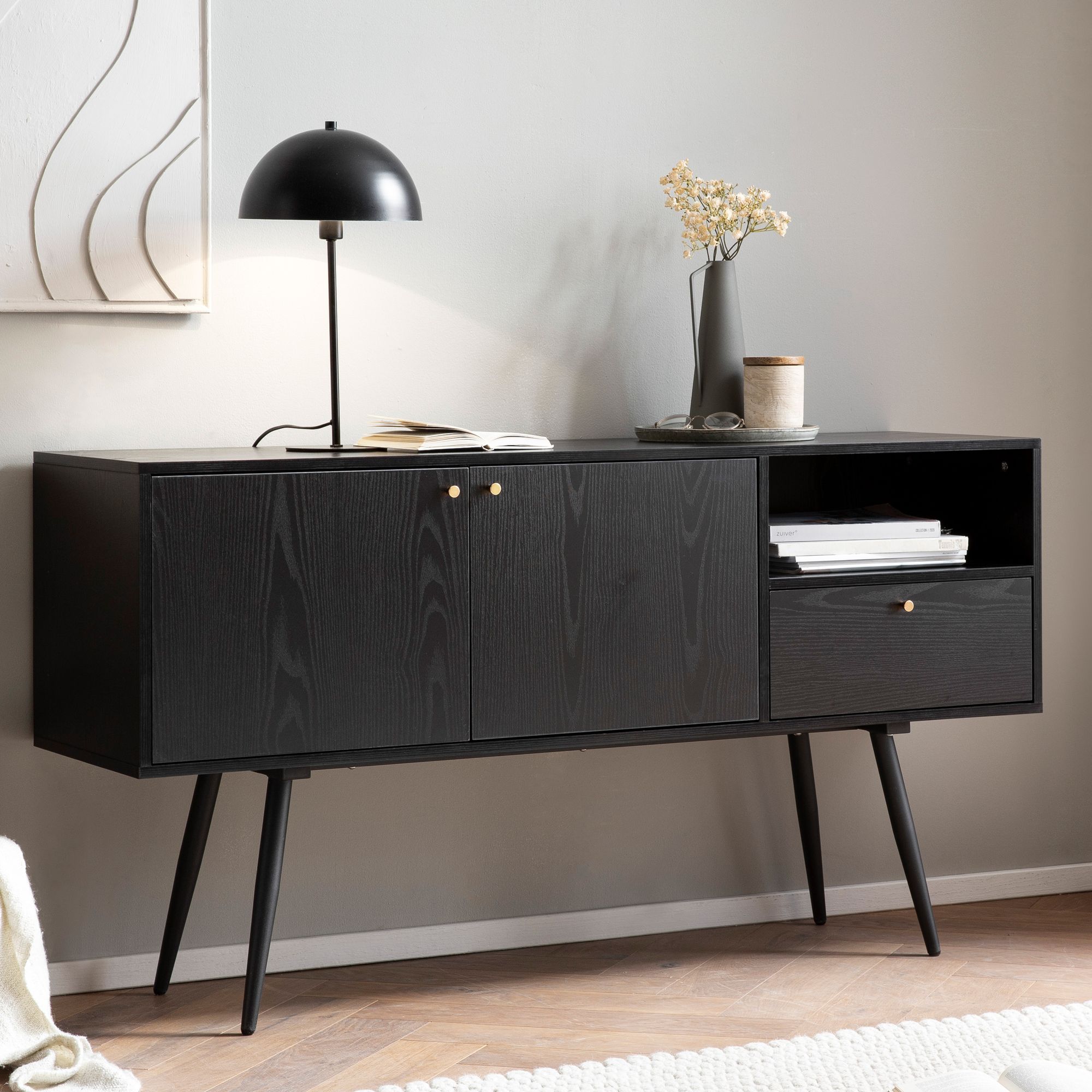 Sideboard Dirdal Schwarz 140 × 40 × 75 cm