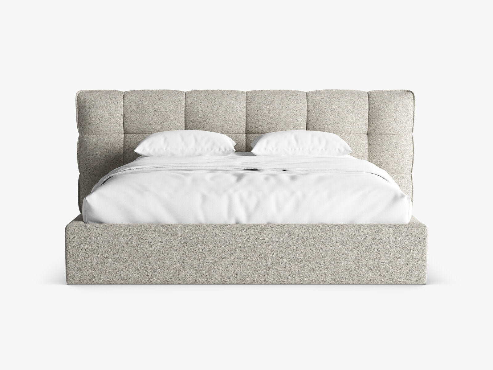 Micadoni Stauraumbett mit Kopfteil Eric Strukturierter Stoff Puente Beige Melange 140x200