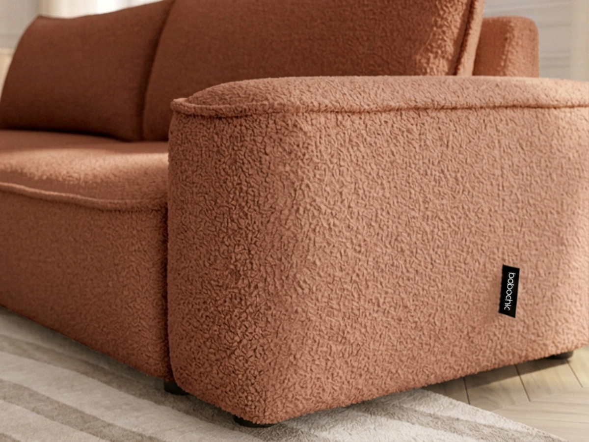Bobochic Honore Schlafsofa 3-Sitzer mit Bettkasten Chenille Orange
