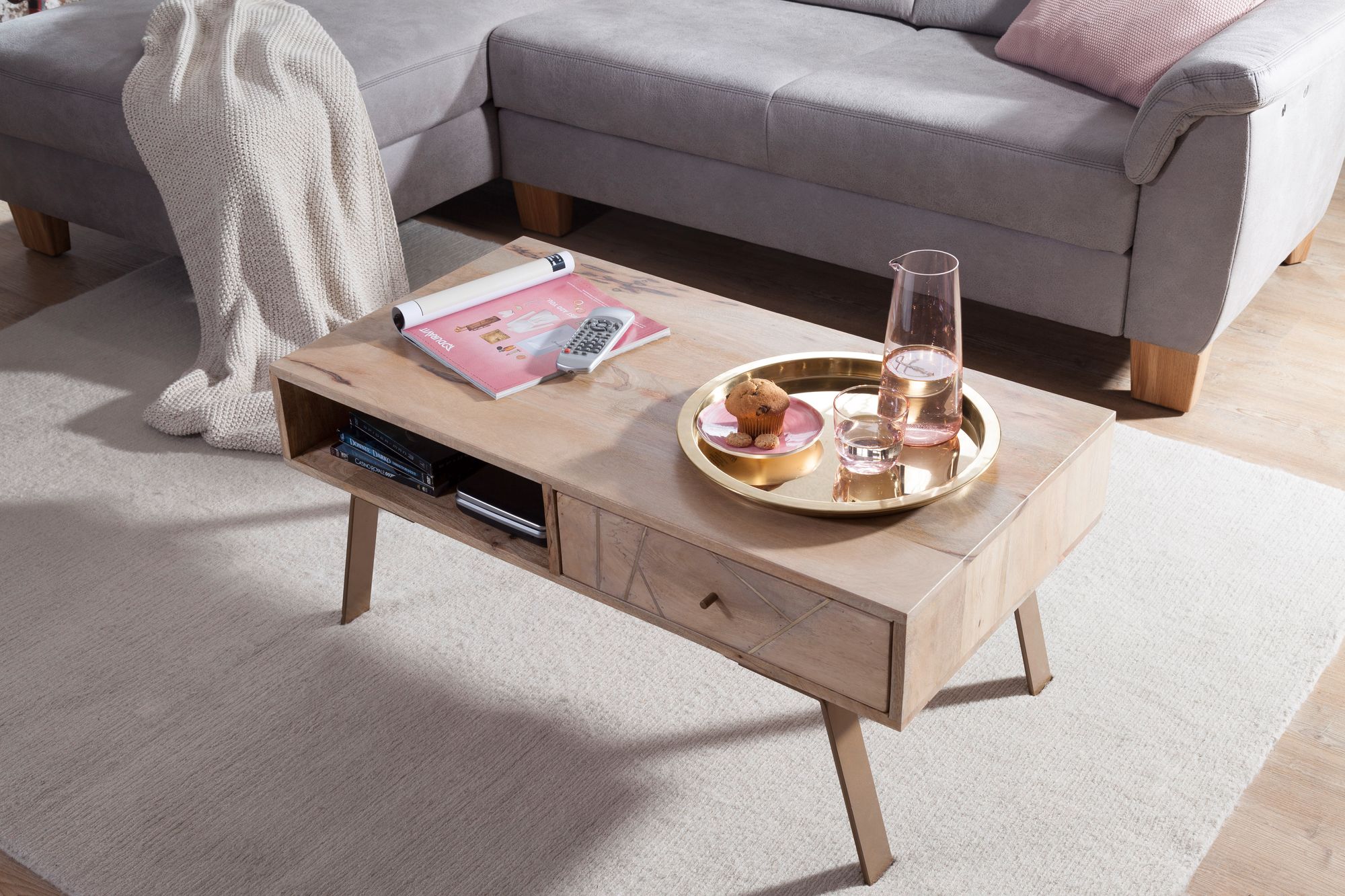 Couchtisch Dale Mango Massivholz 95 × 50 × 42 cm