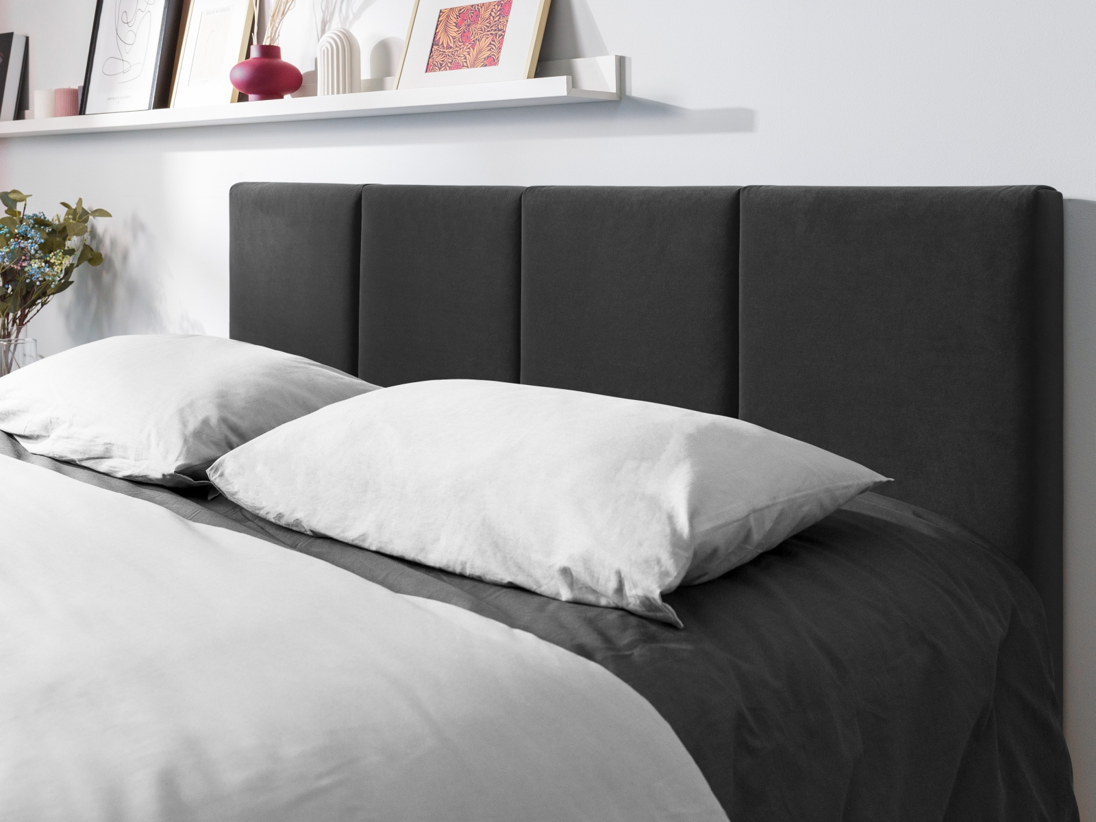 Micadoni Bett Pyla Samt Dunkelgrau 140x200