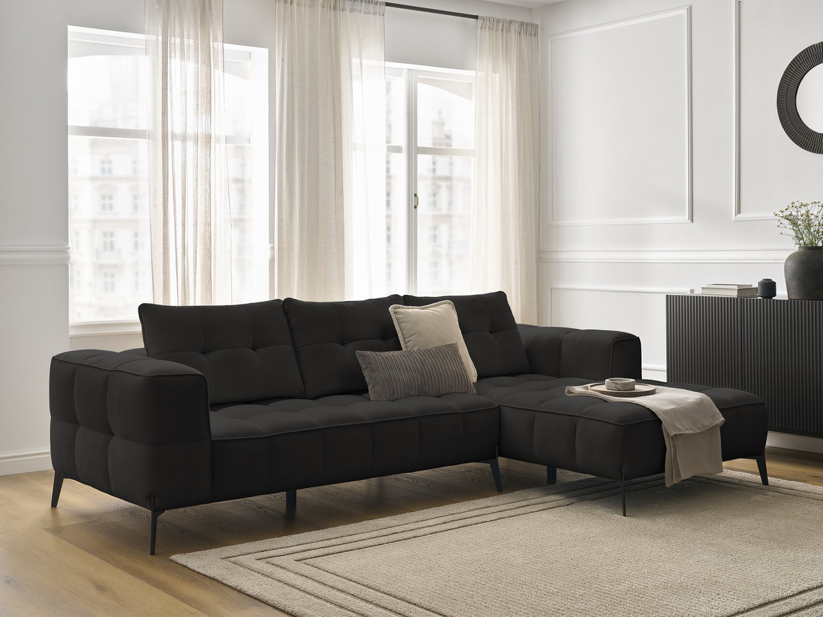 Bobochic Anis Ecksofa Strukturstoff Schwarz Ecke rechts