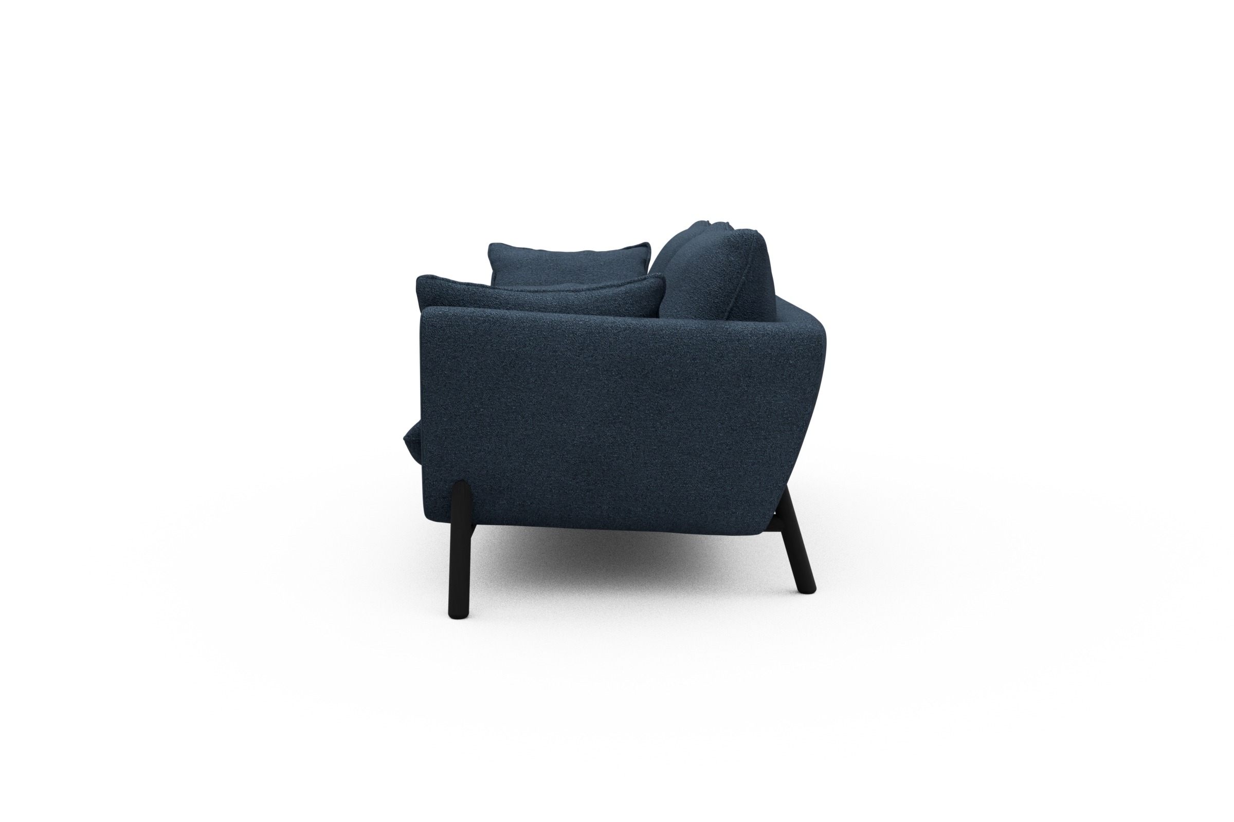 Sofa Emil 2-Sitzer Beinfarbe Eiche Schwarz Boucle-Blue