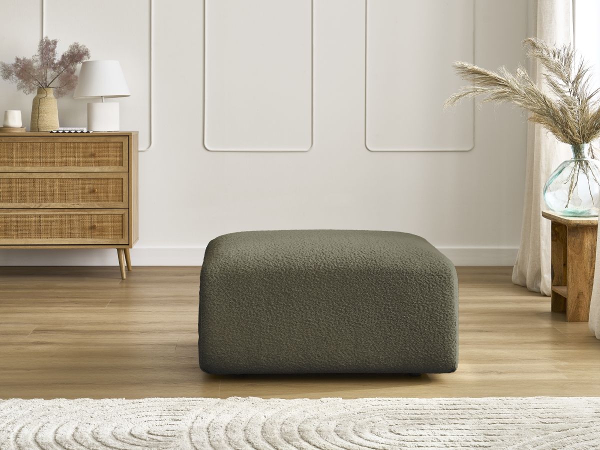 Bobochic Tina Pouf Bouclé-Stoff Grün