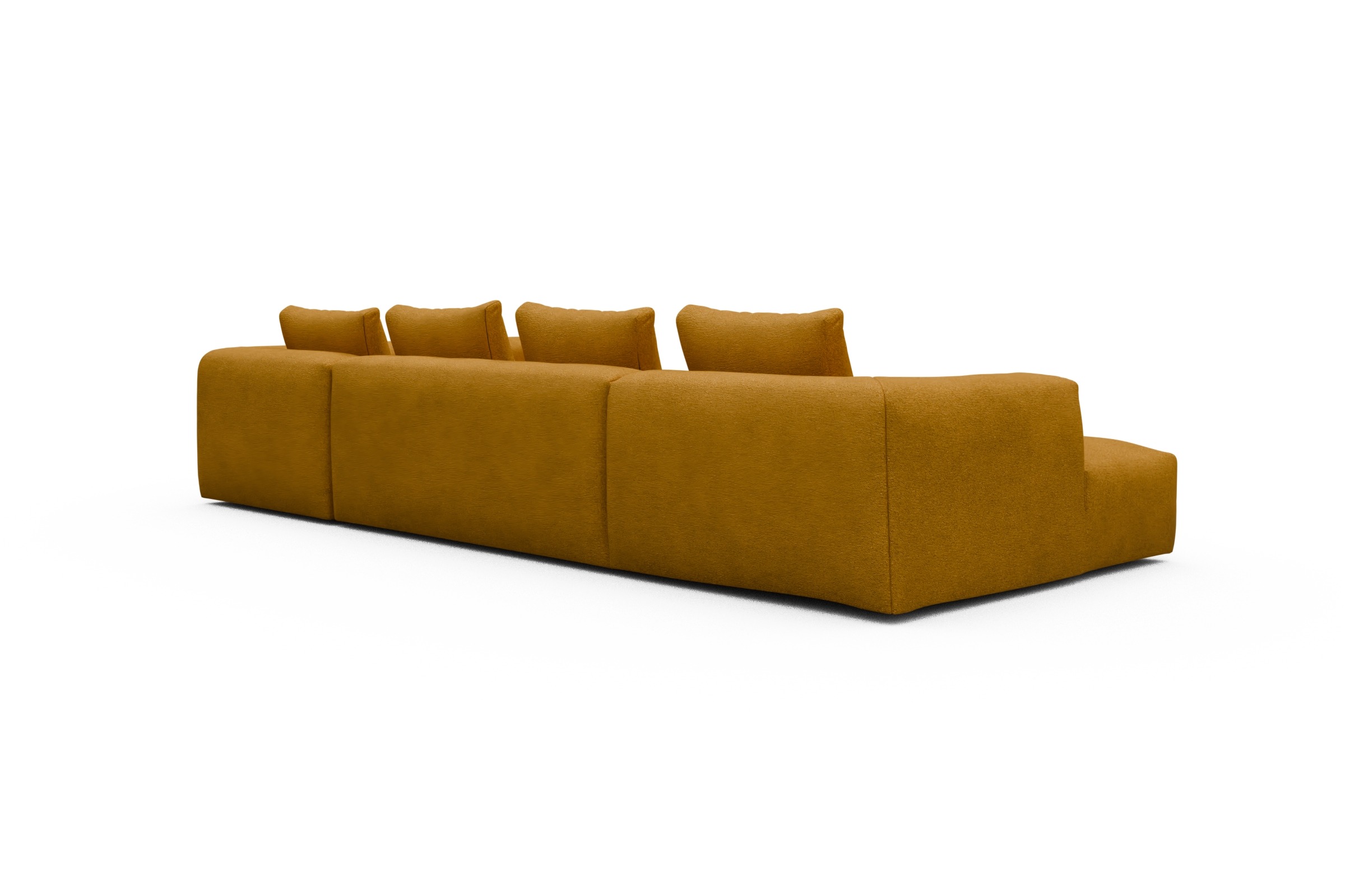 Wohnlandschaft Fred Chaiselongue links mit 2-Sitzer und lange Armlehne rechts Boucle-Ochre