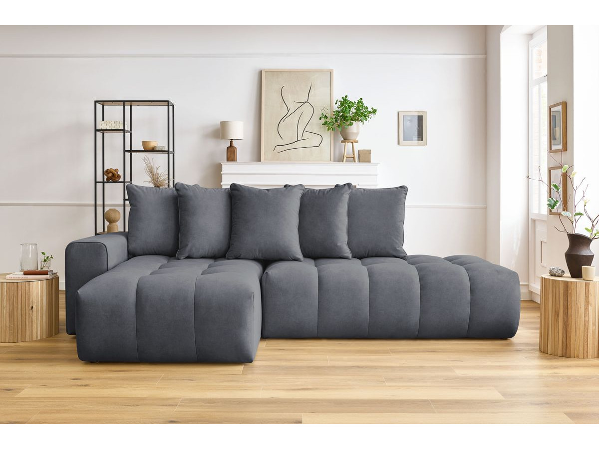 Bobochic Mont-blanc Ecksofa Samt Dunkelgrau Ecke links