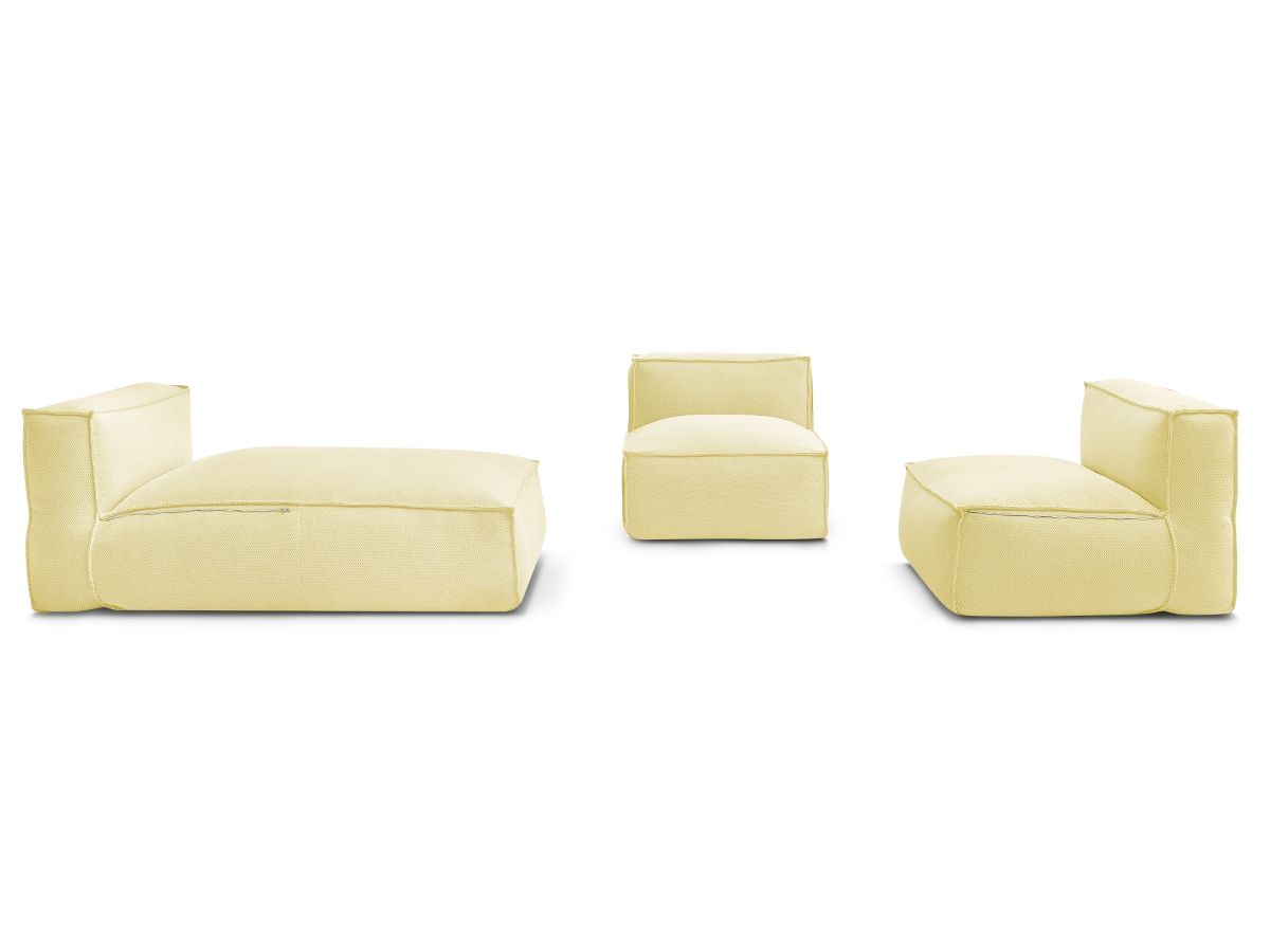 Bobochic Biarritz Gartensofa 3-Sitzer Melange-Stoff Gelb