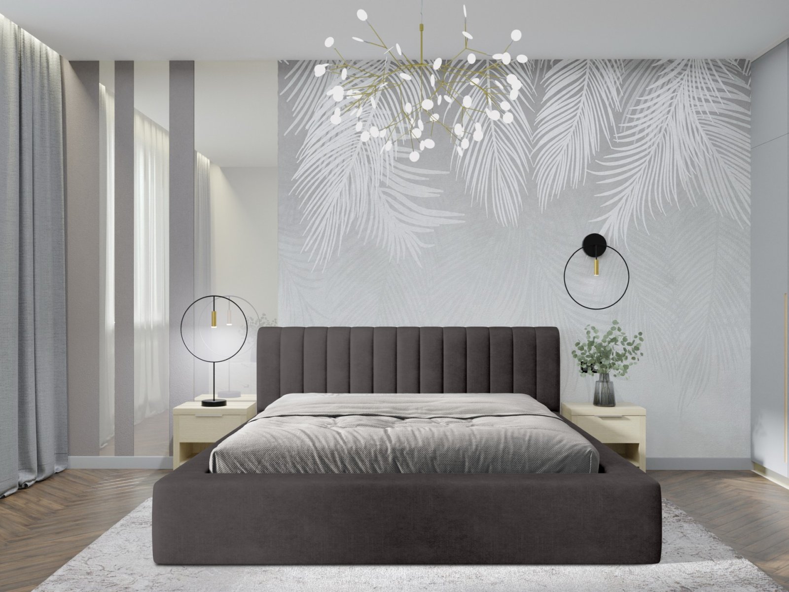 Polsterbett Faroa Samtstoff 140x200 mit Metallrahmen Macau Anthracite