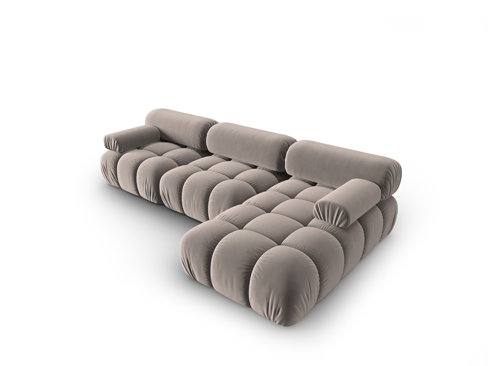 Cosmopolitan Design Modulares Ecksofa Cortina 4-Sitzer Samt Bluvel Cappuccino Rechts