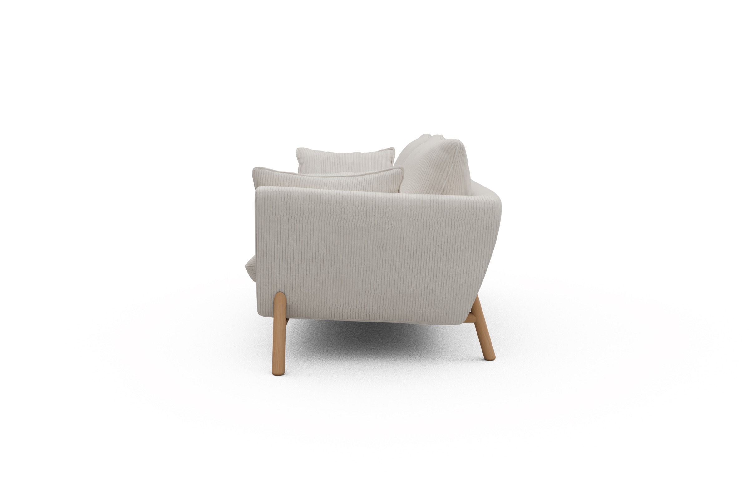 Sofa Emil 2-Sitzer Beinfarbe Eiche Natur Corduroy-Ivory