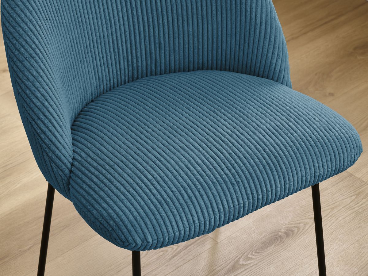 Bobochic Lalie Esszimmerstuhl mit Metallbeinen, schwarz Cordsamt Dunkelblau