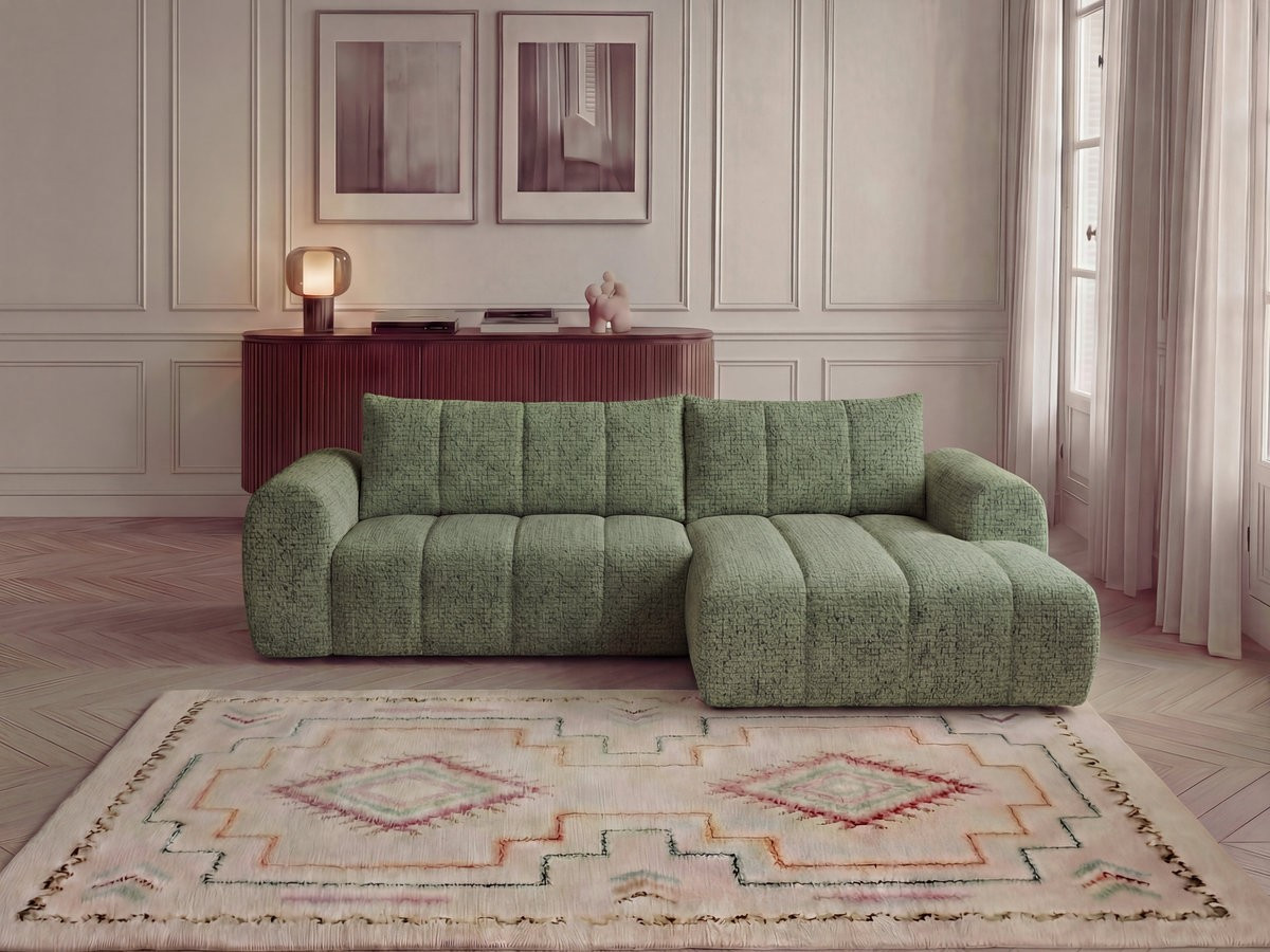 Bobochic Nesty Ecksofa 272 cm Melange-Stoff Hellgrün Ecke rechts