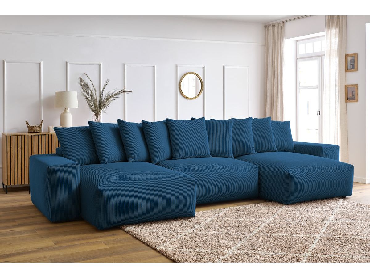Bobochic Voltaire Wohnlandschaft 420 × 165 cm Cordsamt Dunkelblau
