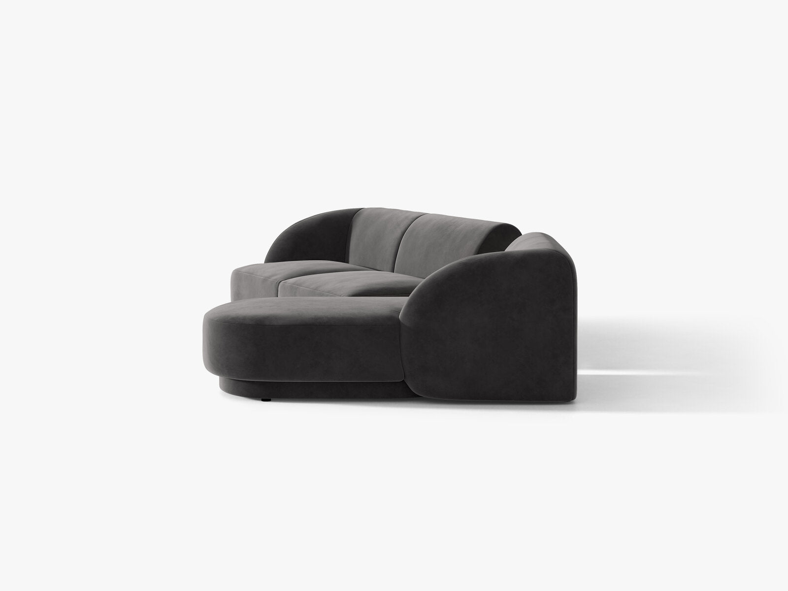 Micadoni Modulares Sofa Miley mit Recamiere 3-Sitzer Rechts Samt Bluvel Grau
