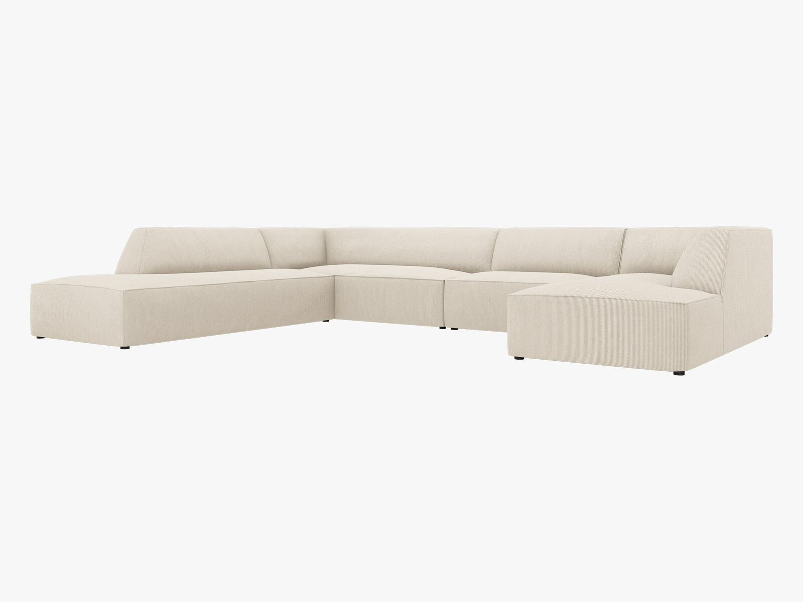 Micadoni Panorama-Ecksofa Ruby 7-Sitzer Links Kord Scala Helles Beige
