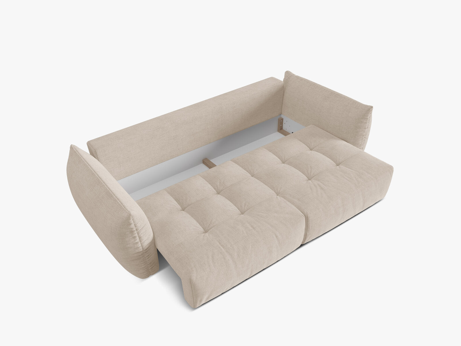 Micadoni Bloom Schlafsofa 3-Sitzer mit Bettkasten Strukturierter Stoff Wind Helles Beige