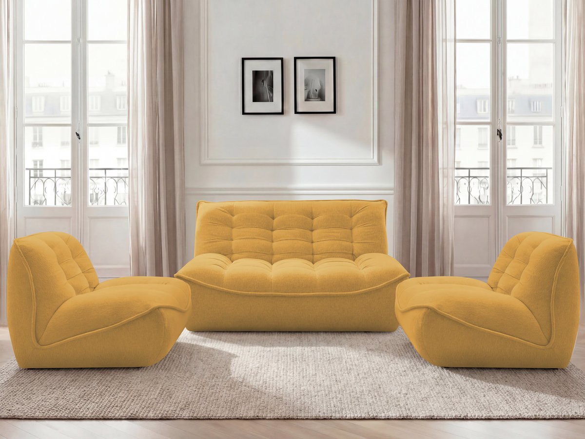 Bobochic Serena Sofa 4-Sitzer Melange-Stoff Gelb