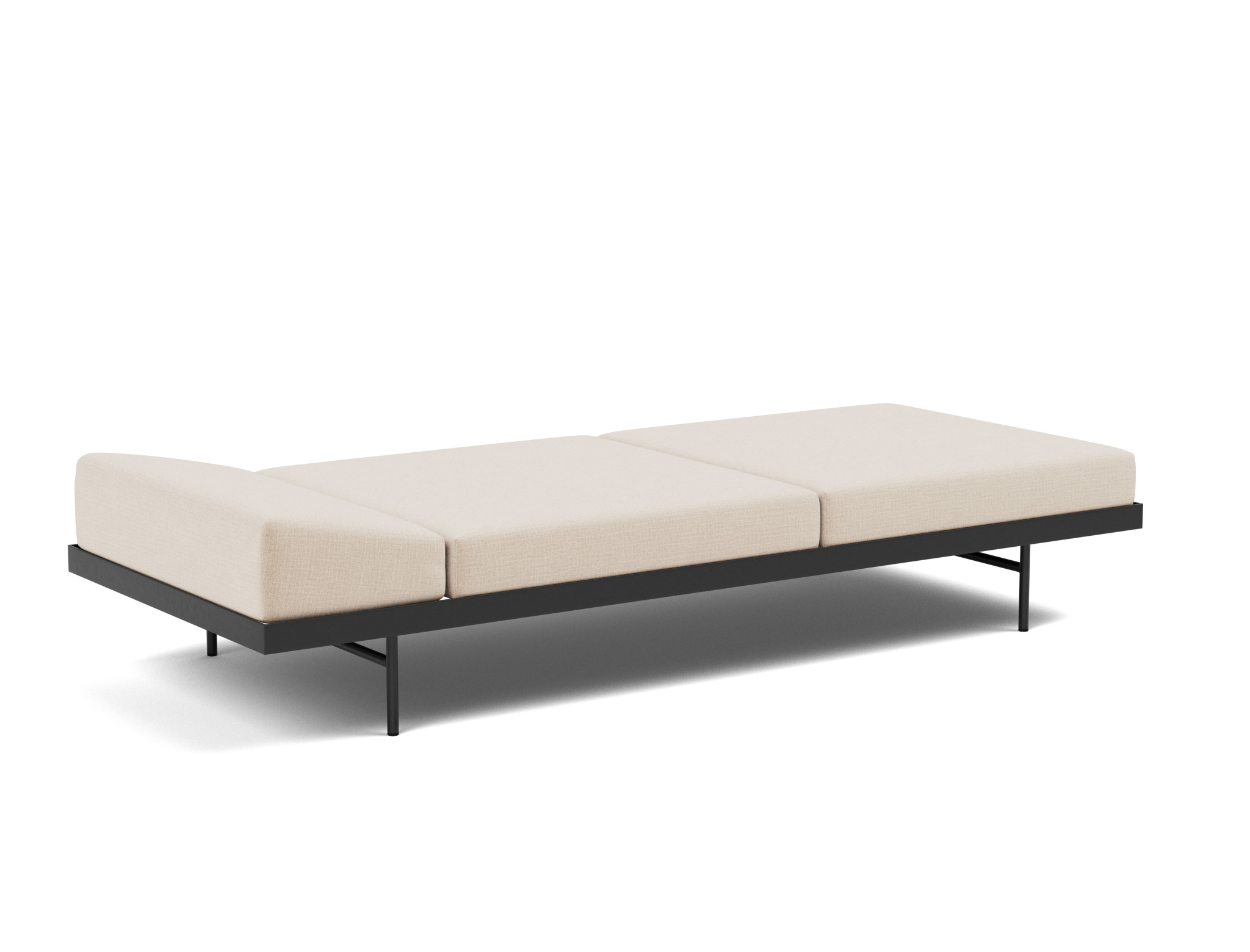 Tagesbett Puri Chenille Esina 410-Almond-Beige Beine mit Eichentisch