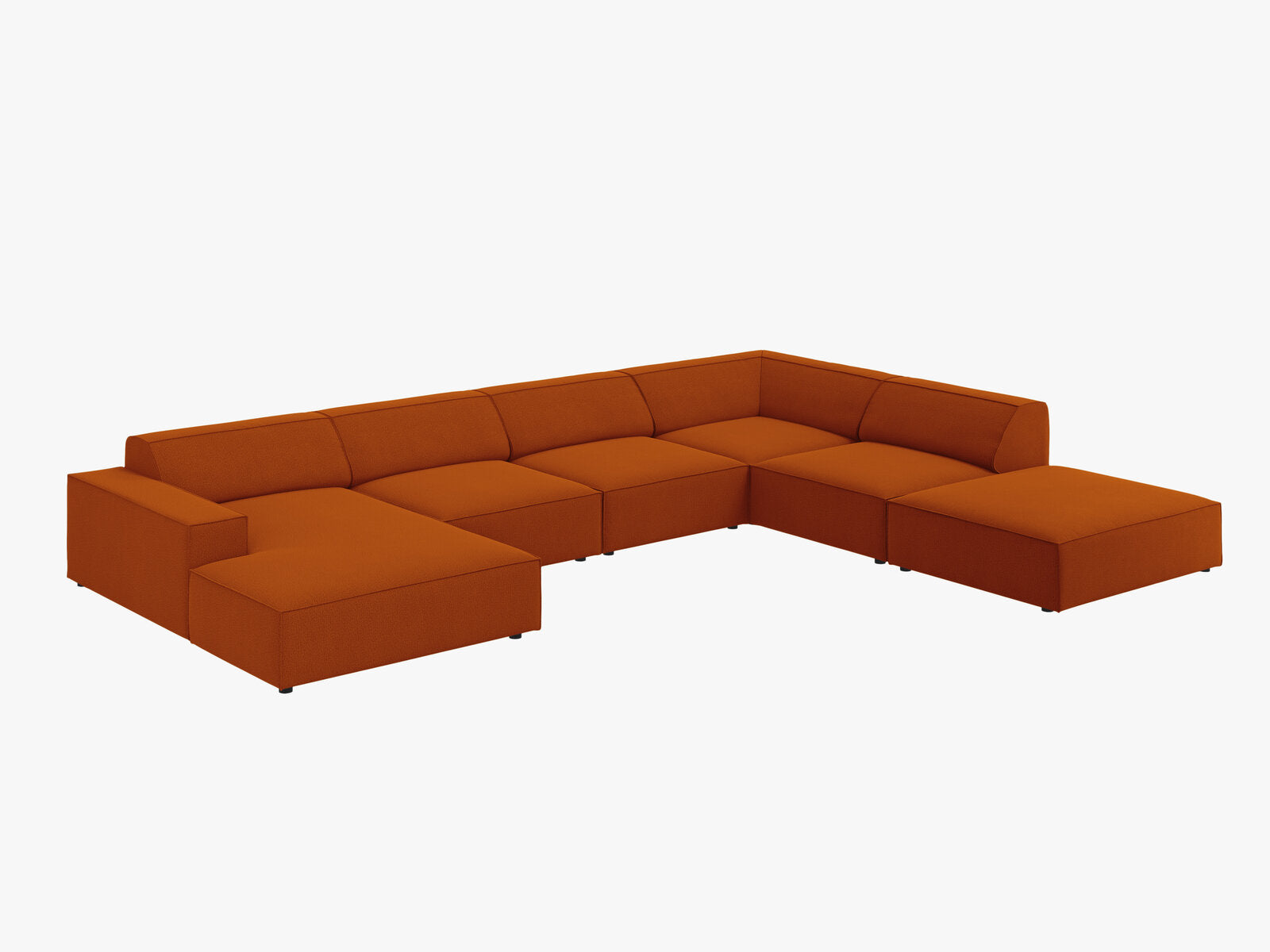 Micadoni Panorama-Ecksofa Jodie 7-Sitzer Rechts Strukturierter Stoff Megan Terrakotta