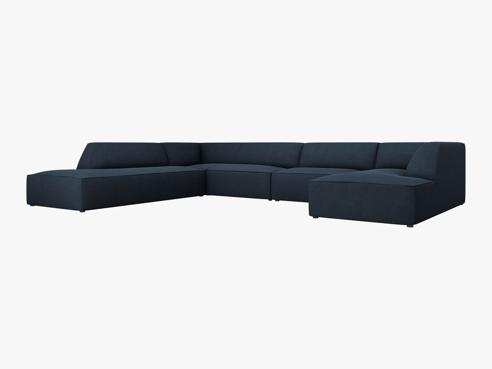 Micadoni Panorama-Ecksofa Ruby 7-Sitzer Links Strukturierter Stoff Ottawa Marineblau