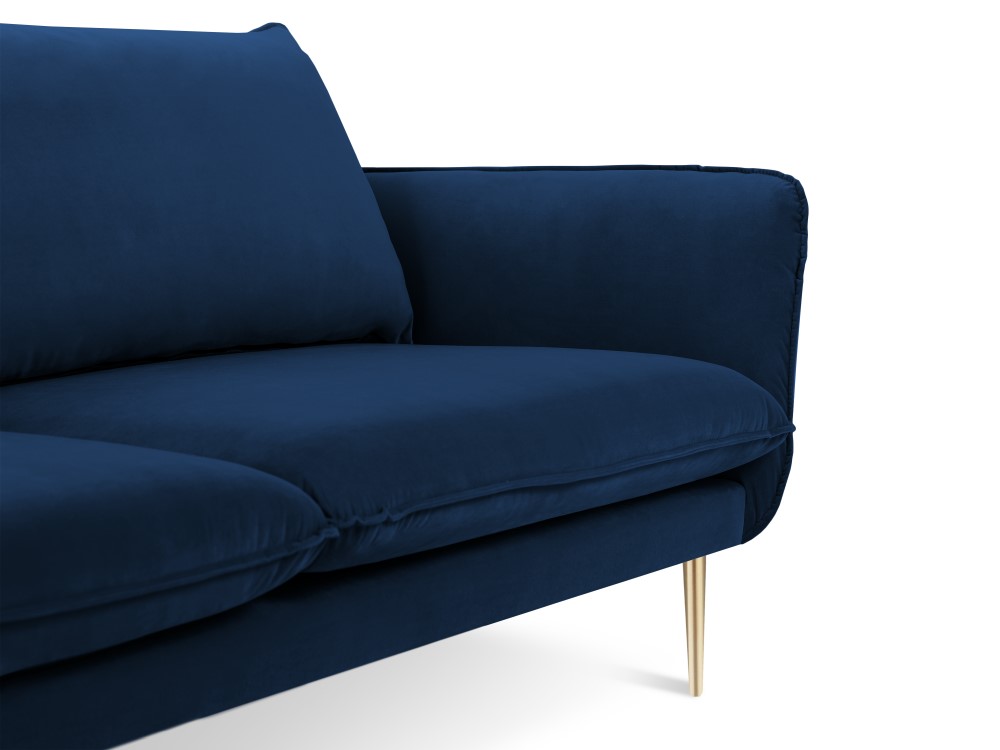 Cosmopolitan Design Sofa Vienna 2-Sitzer Samt Bluvel Königsblau Beine Gold