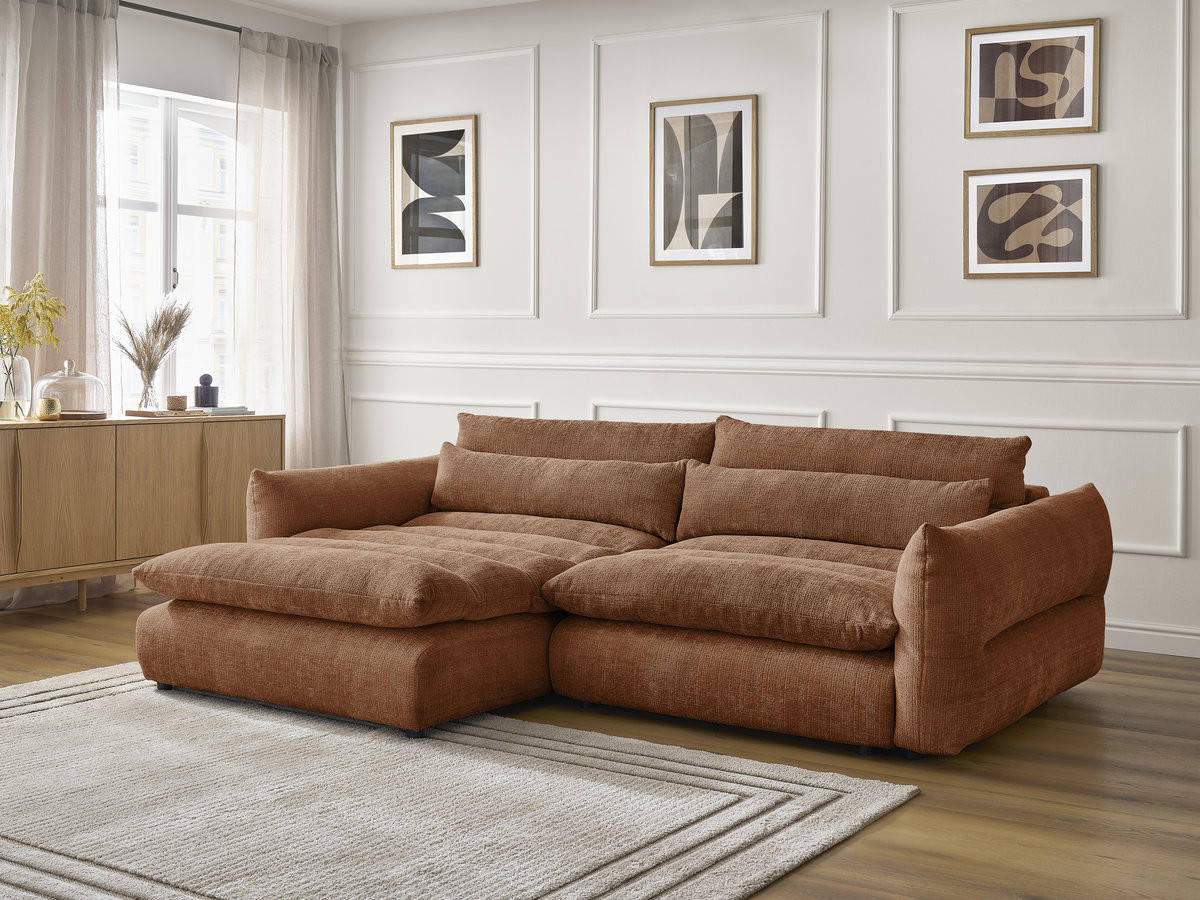 Bobochic Neil Ecksofa Strukturstoff Orange Ecke links