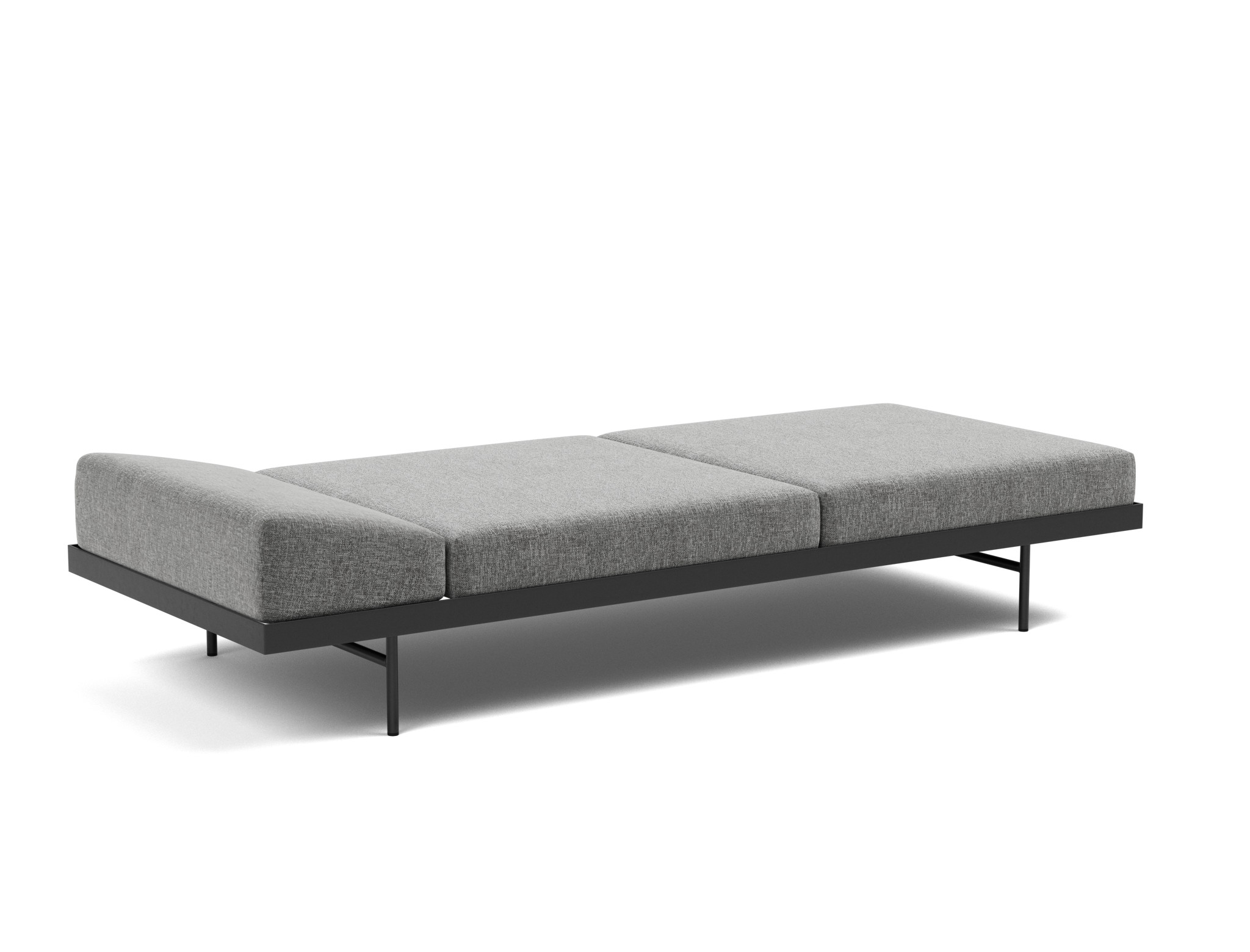 Tagesbett Puri Strukturierter Stoff Twist 563-Charcoal Beine mit Eichentisch