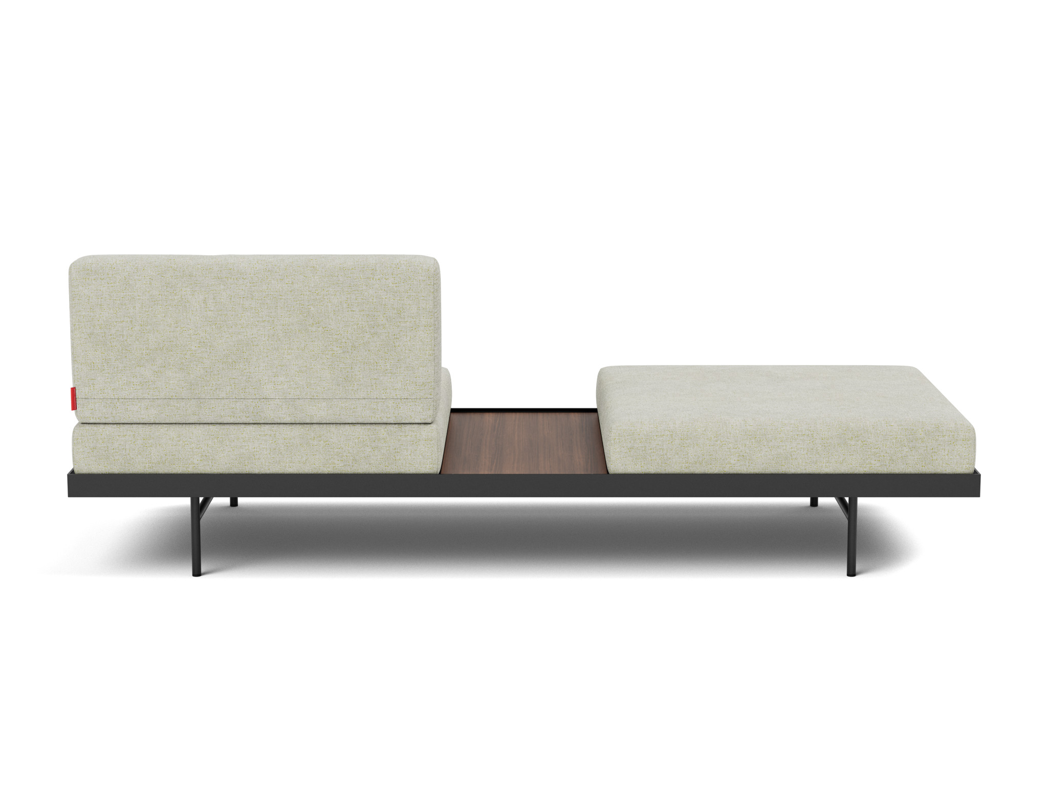 Tagesbett Puri Flachgewebe Avella 280-Sand Beine mit Nussbaumtisch