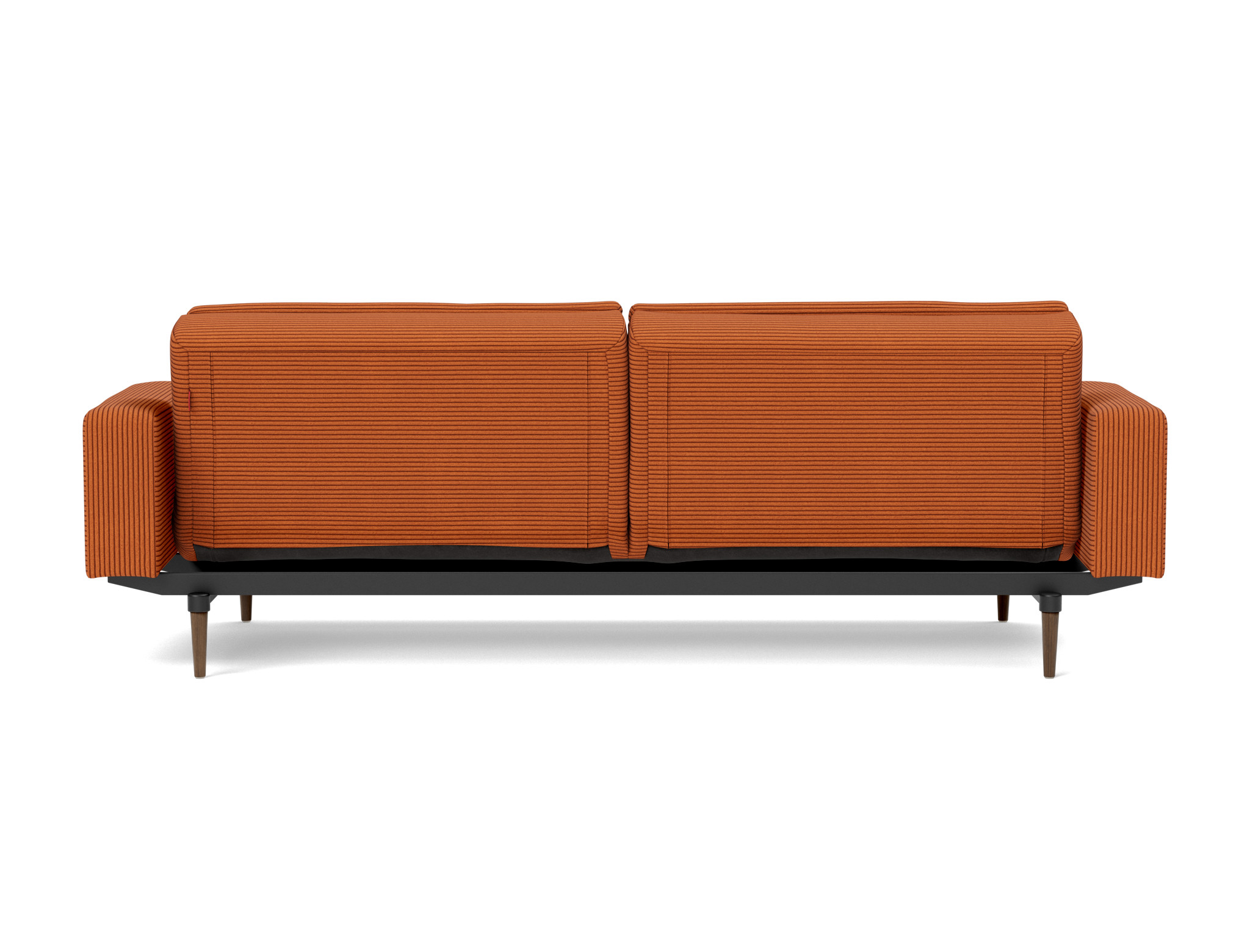 Schlafsofa Dublexo mit Armlehnen Kord Corduroy 595-Burnt-Orange Beine Styletto Eiche dunkel