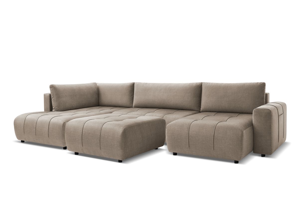 Bobochic Arsene Wohnlandschaft mit Pouf Samt Taupe Ecke rechts