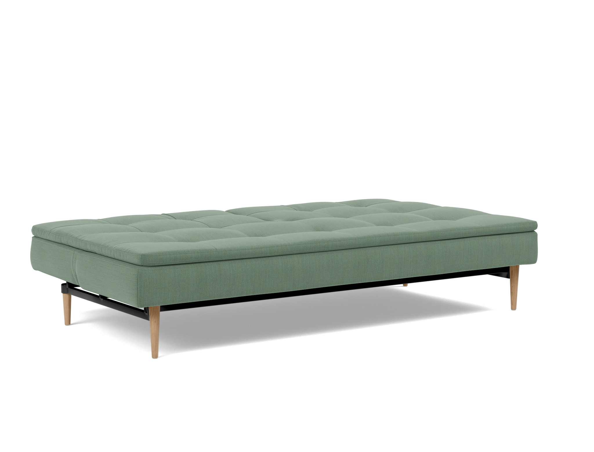 Schlafsofa Dublexo Flachgewebe Elegance 518-Green Beine Styletto Eiche hell
