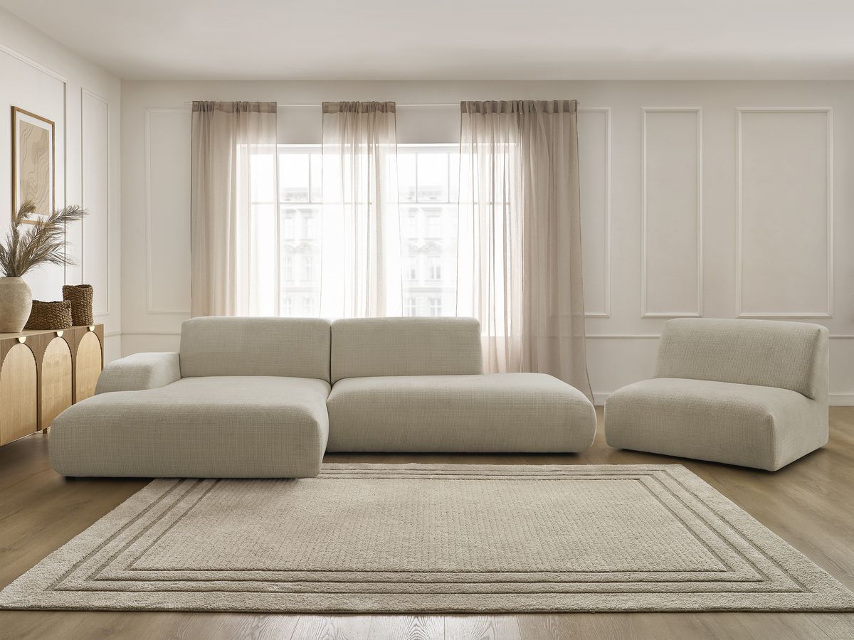 Bobochic Sirius Ecksofa 405 × 170 cm Strukturstoff Beige Ecke links