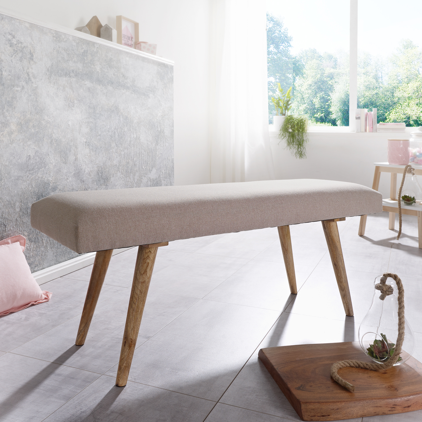 Sitzbank Fanoe Stoff Beige 117 × 38 × 51 cm