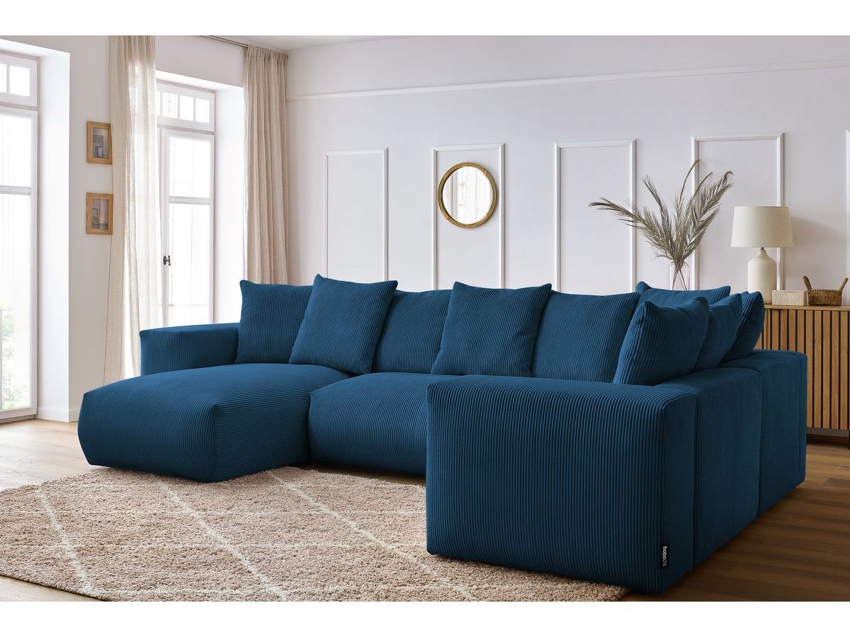 Bobochic Voltaire Wohnlandschaft 356 × 214 cm Cordsamt Dunkelblau Ecke links