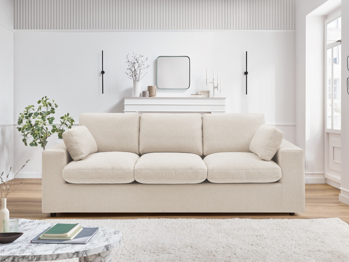Bobochic Belair Sofa 3-Sitzer 220 × 93 cm Stoff Beige