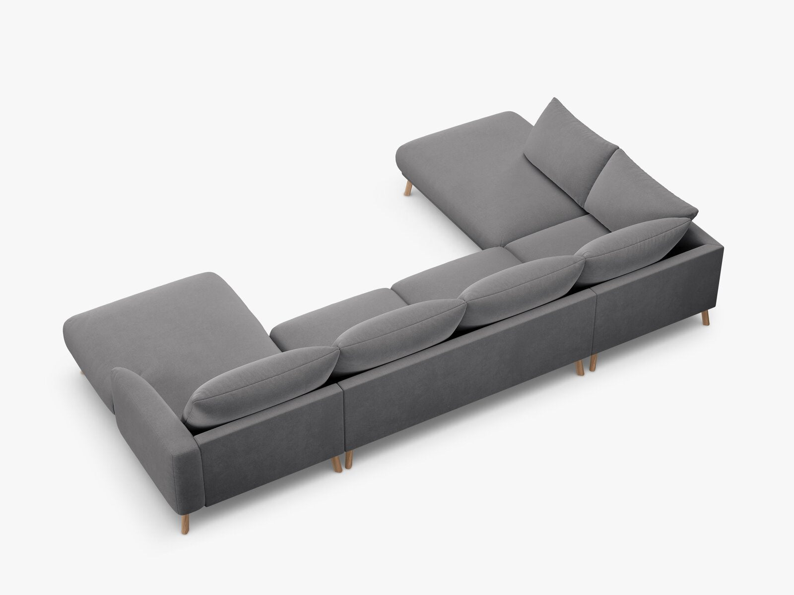 Micadoni Panorama Ecksofa Naomi 6-Sitzer Links Samt Salvador Grau
