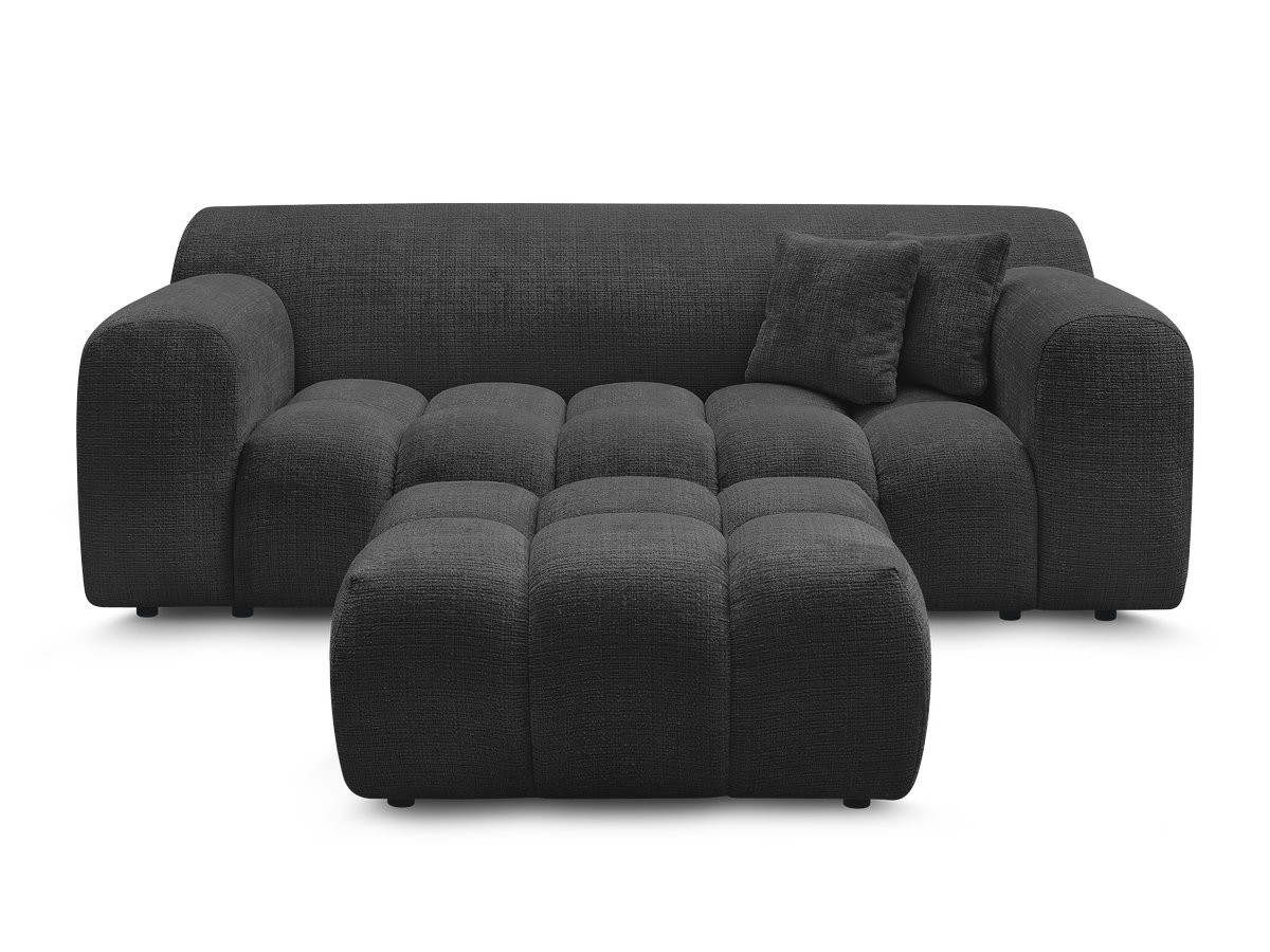 Bobochic Melisse Sofa 2-Sitzer mit Pouf Strukturstoff Schwarz