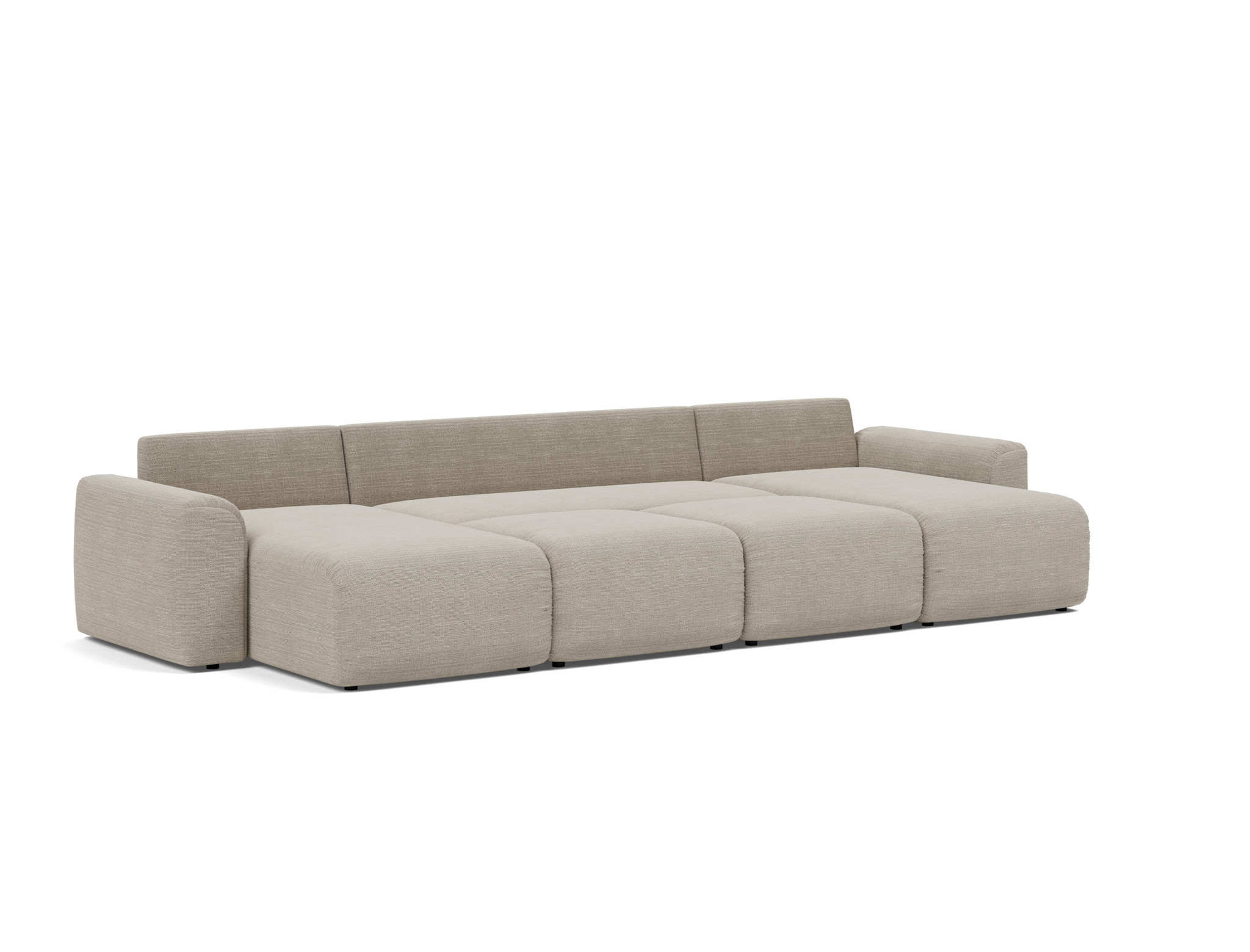 Schlafsofa Norum U-Form mit Chunky-Armlehnen Strukturierter Stoff Kenya 579-Gravel